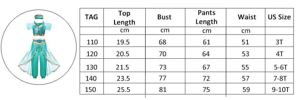 Muababy Jasmine Aladdin Princess Dress for Girls Cosplay Costume Birthday Party Fancy Outfit Toddler Kids Fairy Tale Vestid0