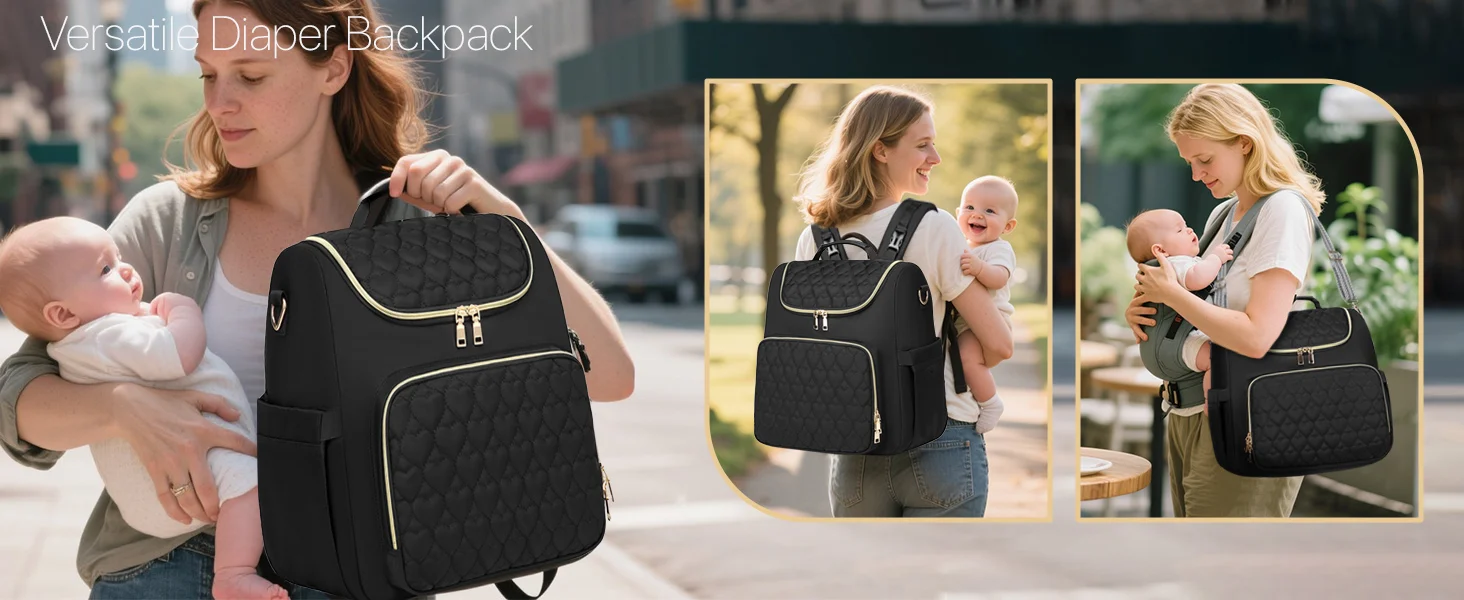 4 In 1 Diaper Bag Backpack Foldable Baby Waterproof Travel Bag Diaper Bag Backpack with Changing Pad Travel Diaper Bag for Mom