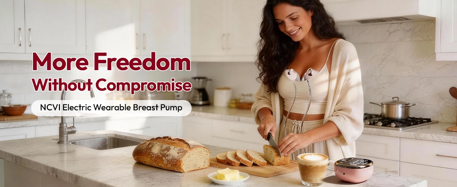 NCVI Electric Breast Pump, with Wearable Cups,4 Modes 9 Levels,Quiet & Portable Rechargeable for Breastfeeding Moms