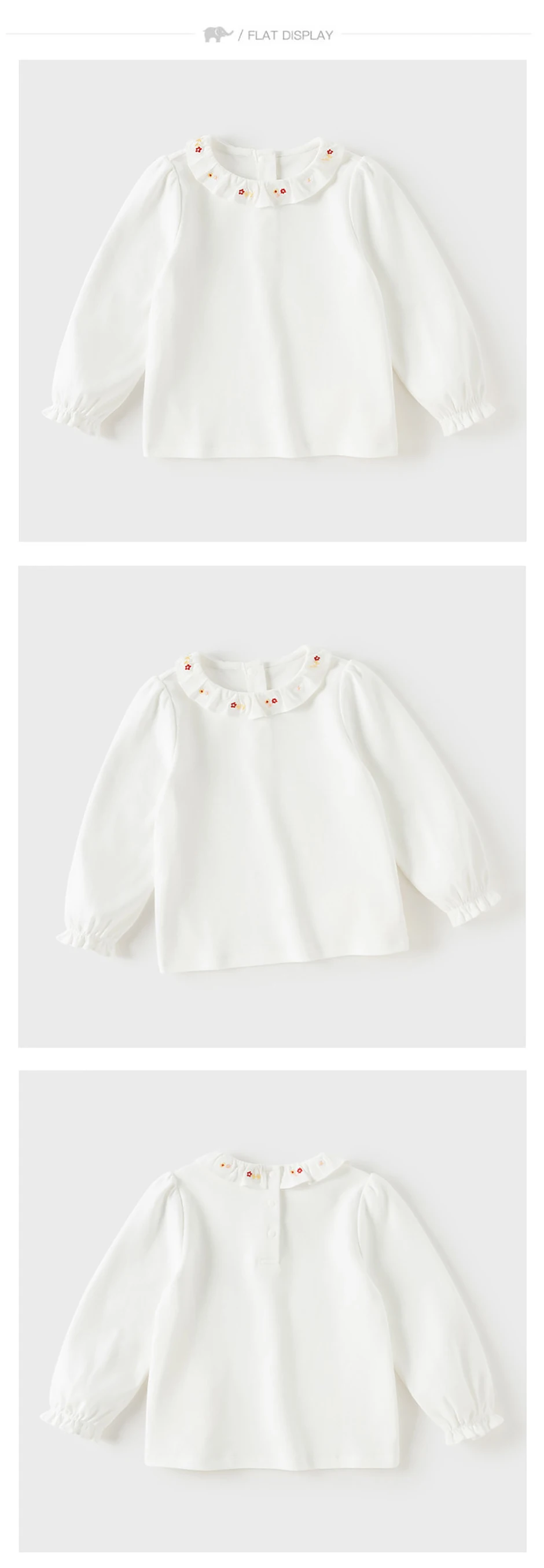 Dave Bella Children Embroidery White Shirt Clothes Autumn Spring Girls Long Sleeve Blouse Cotton Top Outdoor Party DB3263461