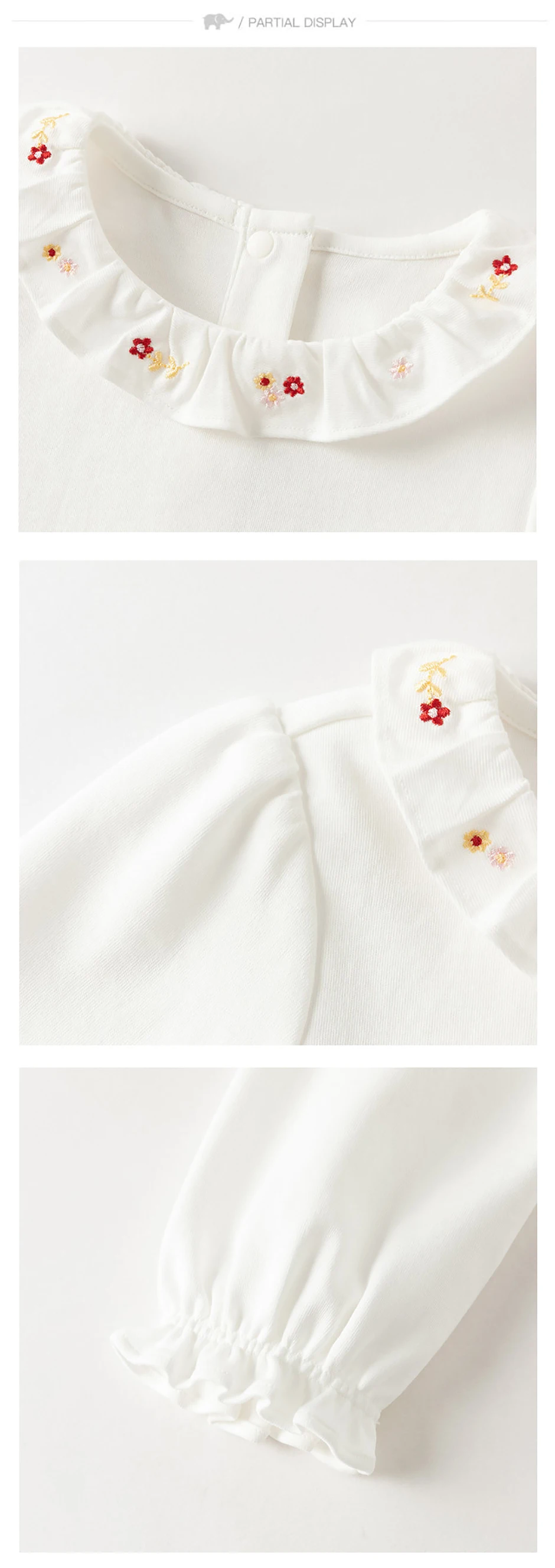 Dave Bella Children Embroidery White Shirt Clothes Autumn Spring Girls Long Sleeve Blouse Cotton Top Outdoor Party DB3263461