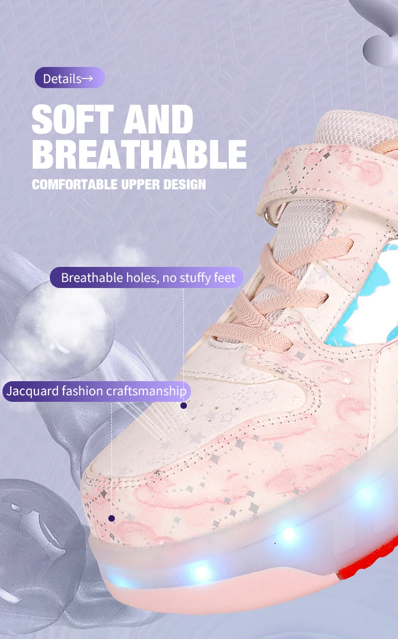Children's Sneakers Roller Shoes With 4 Wheel Outdoor Parkour Skates Dual-Use Kids Girls Boys Roller Skates Glowing LED Light