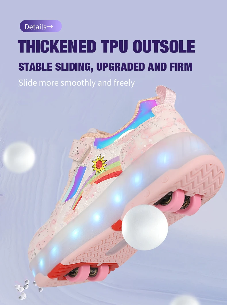 Children's Sneakers Roller Shoes With 4 Wheel Outdoor Parkour Skates Dual-Use Kids Girls Boys Roller Skates Glowing LED Light