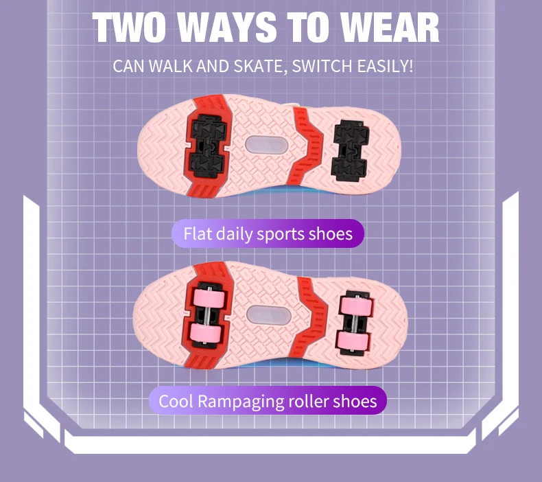 Children's Sneakers Roller Shoes With 4 Wheel Outdoor Parkour Skates Dual-Use Kids Girls Boys Roller Skates Glowing LED Light