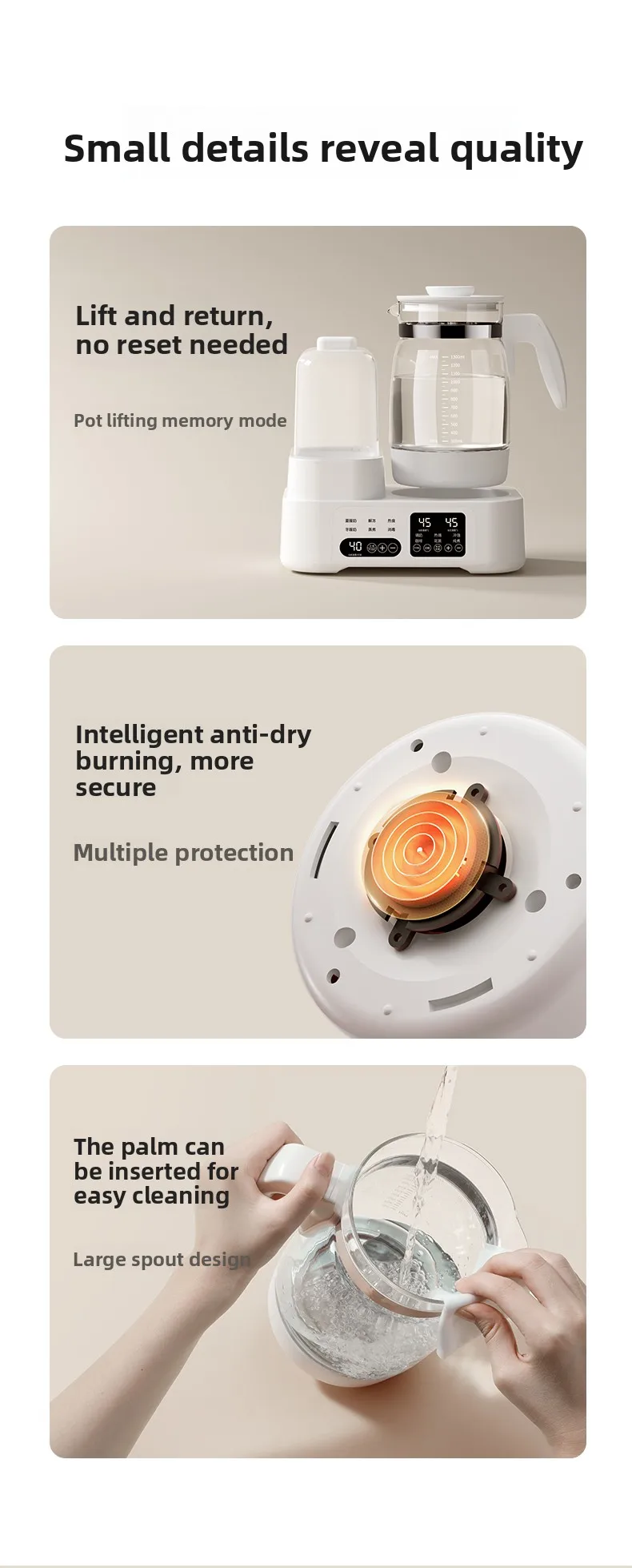 Baby Specific Constant Temperature Hot Water Kettle Disinfection 2-in-1 Multifunctional Milk Mixer Constant Temperature Kettle