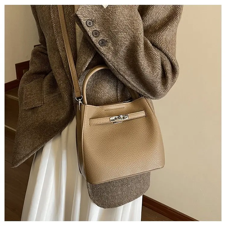 Trendy Textured Leather Diaper Bag Ladies Solid Color Satchel Square For Shopping Party Casual Minimalist High End Style