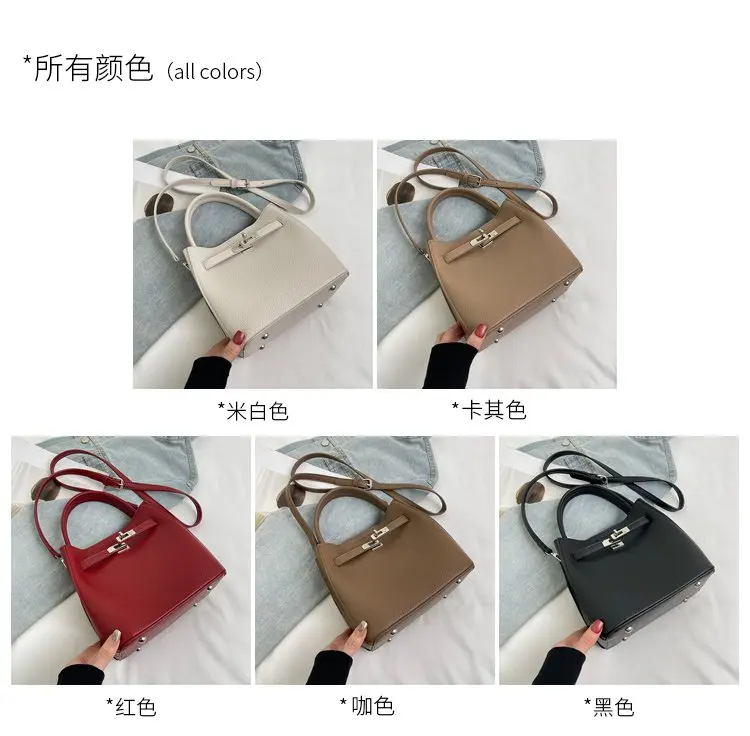 Trendy Textured Leather Diaper Bag Ladies Solid Color Satchel Square For Shopping Party Casual Minimalist High End Style