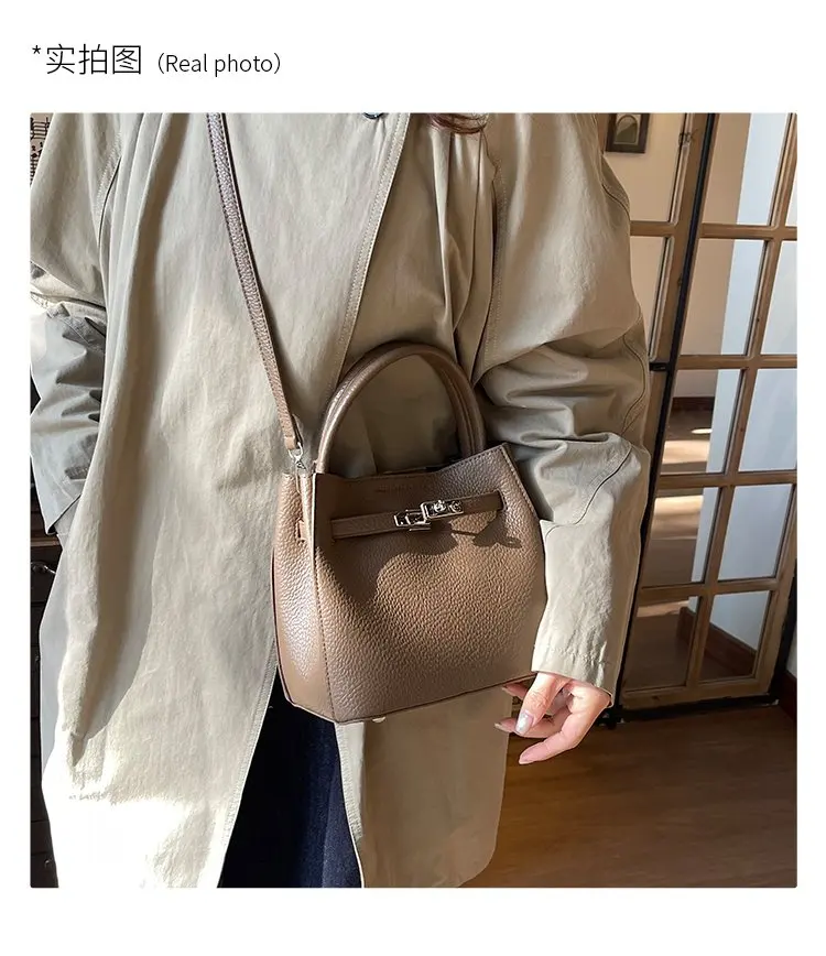 Trendy Textured Leather Diaper Bag Ladies Solid Color Satchel Square For Shopping Party Casual Minimalist High End Style