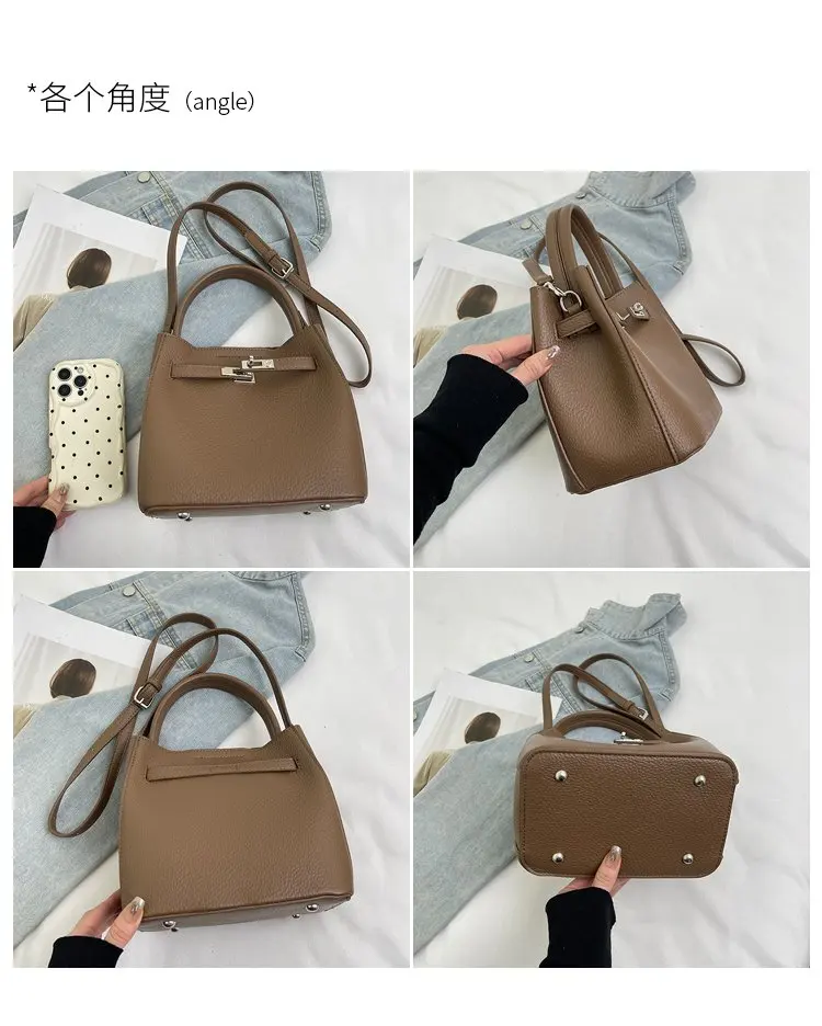 Trendy Textured Leather Diaper Bag Ladies Solid Color Satchel Square For Shopping Party Casual Minimalist High End Style