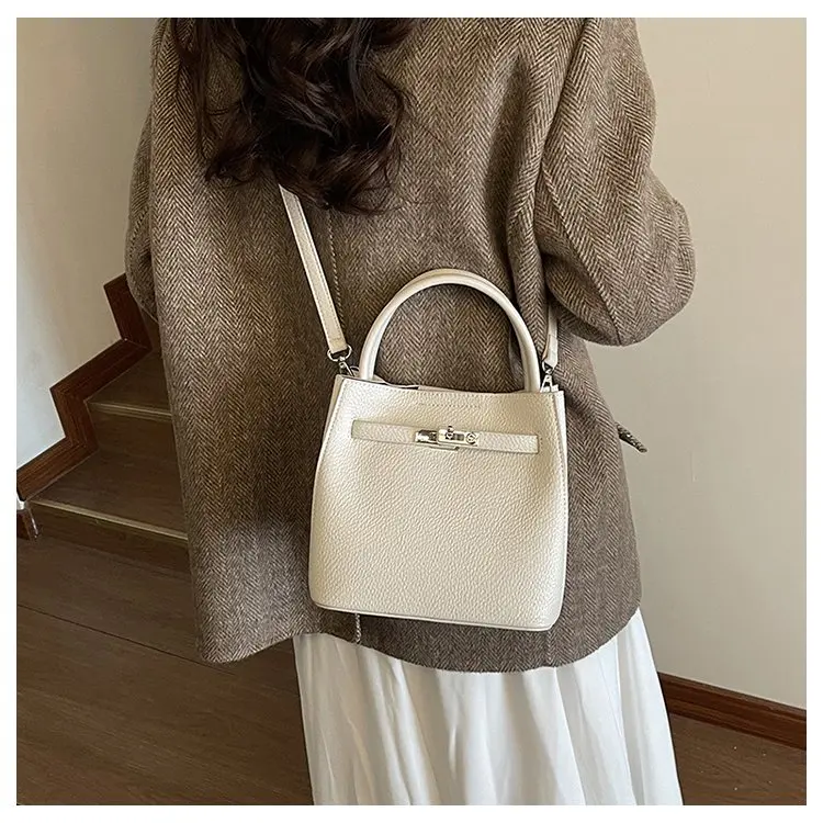 Trendy Textured Leather Diaper Bag Ladies Solid Color Satchel Square For Shopping Party Casual Minimalist High End Style