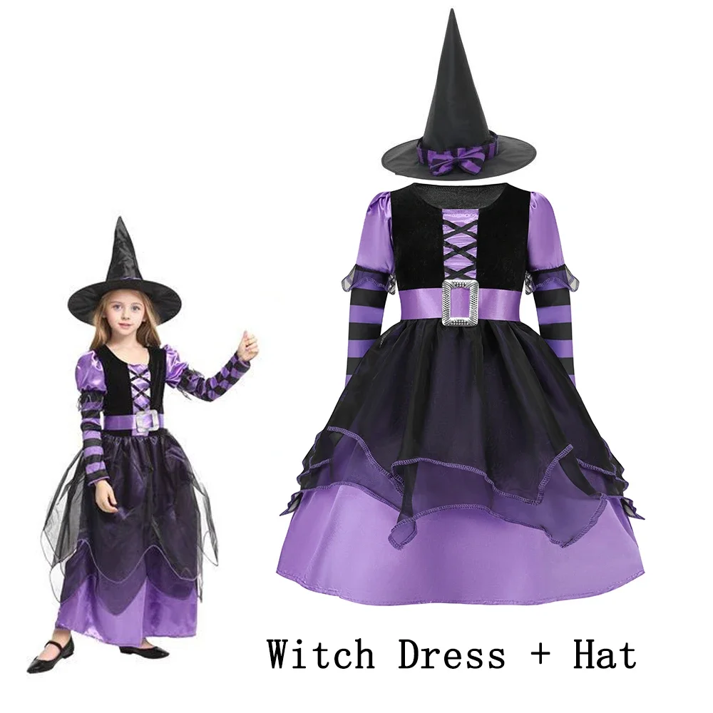 Kids Halloween Witch Pumpkin Cosplay Dress Girls Bat Spider Tulle Costume Children Carnival Trick or Treat Party Fancy Outfit