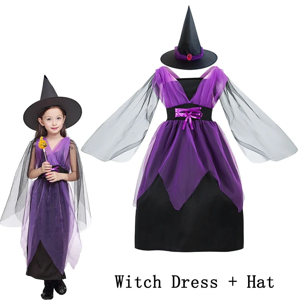Kids Halloween Witch Pumpkin Cosplay Dress Girls Bat Spider Tulle Costume Children Carnival Trick or Treat Party Fancy Outfit