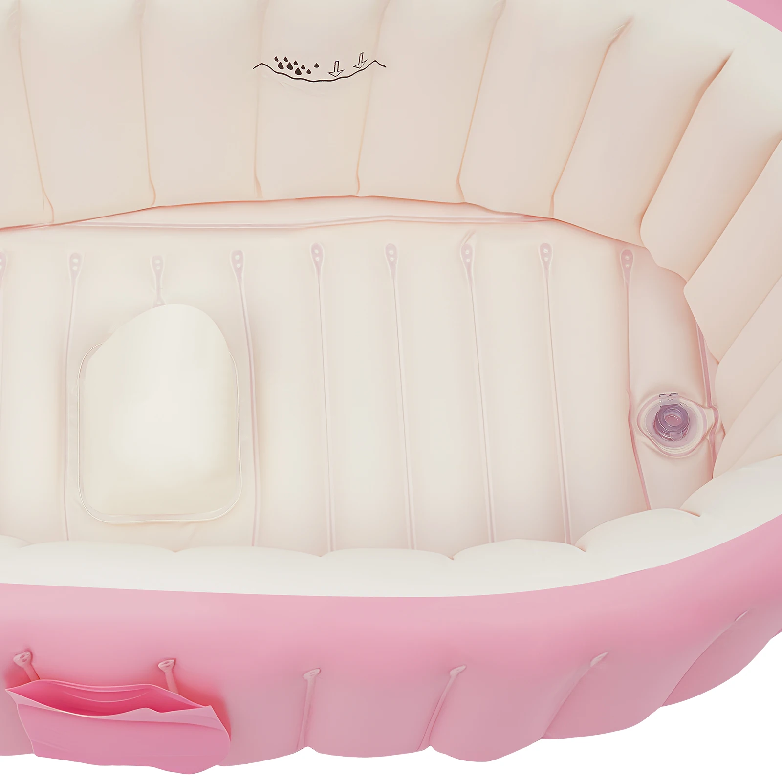 Portable Foldable Inflatable Baby Bathtub Eco-Friendly PVC Infant Bath Tub for 0-3 Years with Inflator Pump Side Storage Pocket Home Travel Hotel