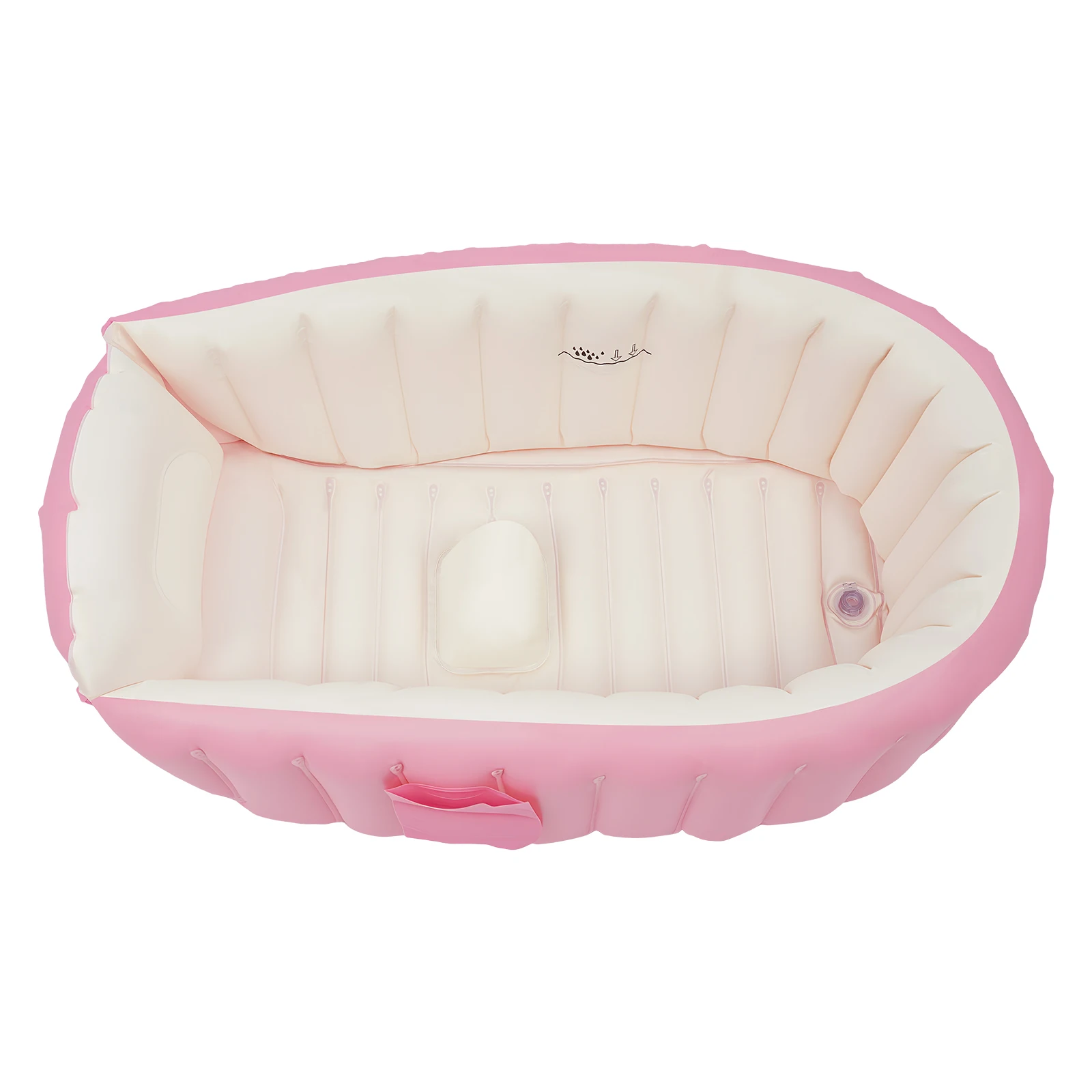 Portable Foldable Inflatable Baby Bathtub Eco-Friendly PVC Infant Bath Tub for 0-3 Years with Inflator Pump Side Storage Pocket Home Travel Hotel
