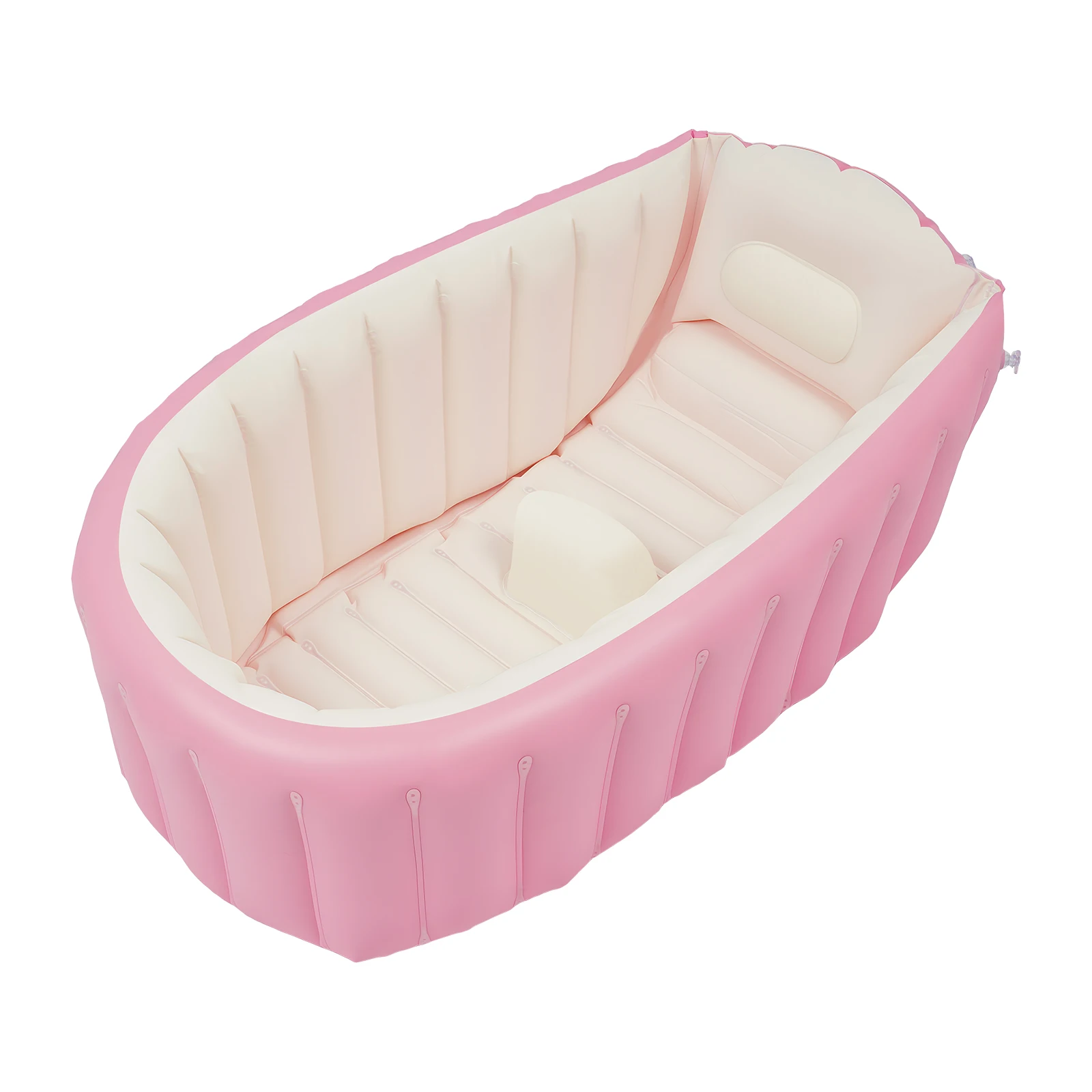 Portable Foldable Inflatable Baby Bathtub Eco-Friendly PVC Infant Bath Tub for 0-3 Years with Inflator Pump Side Storage Pocket Home Travel Hotel