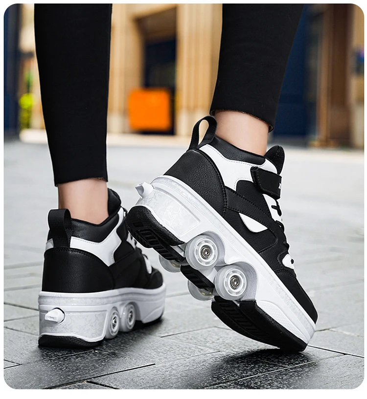 NEW Children's Sports Roller Skates Deformation Shoes 4 Four-wheeled Roller Skates Adult Runaway Shoes Student Deformation Wheel