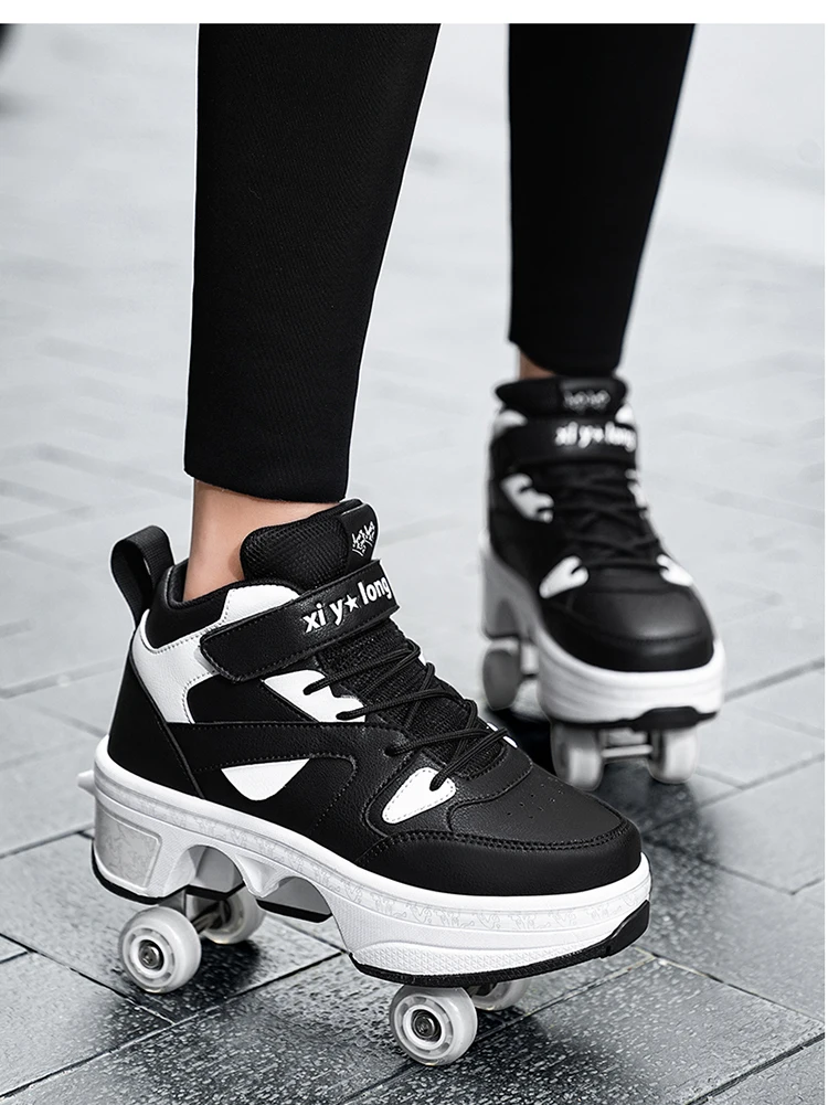 NEW Children's Sports Roller Skates Deformation Shoes 4 Four-wheeled Roller Skates Adult Runaway Shoes Student Deformation Wheel