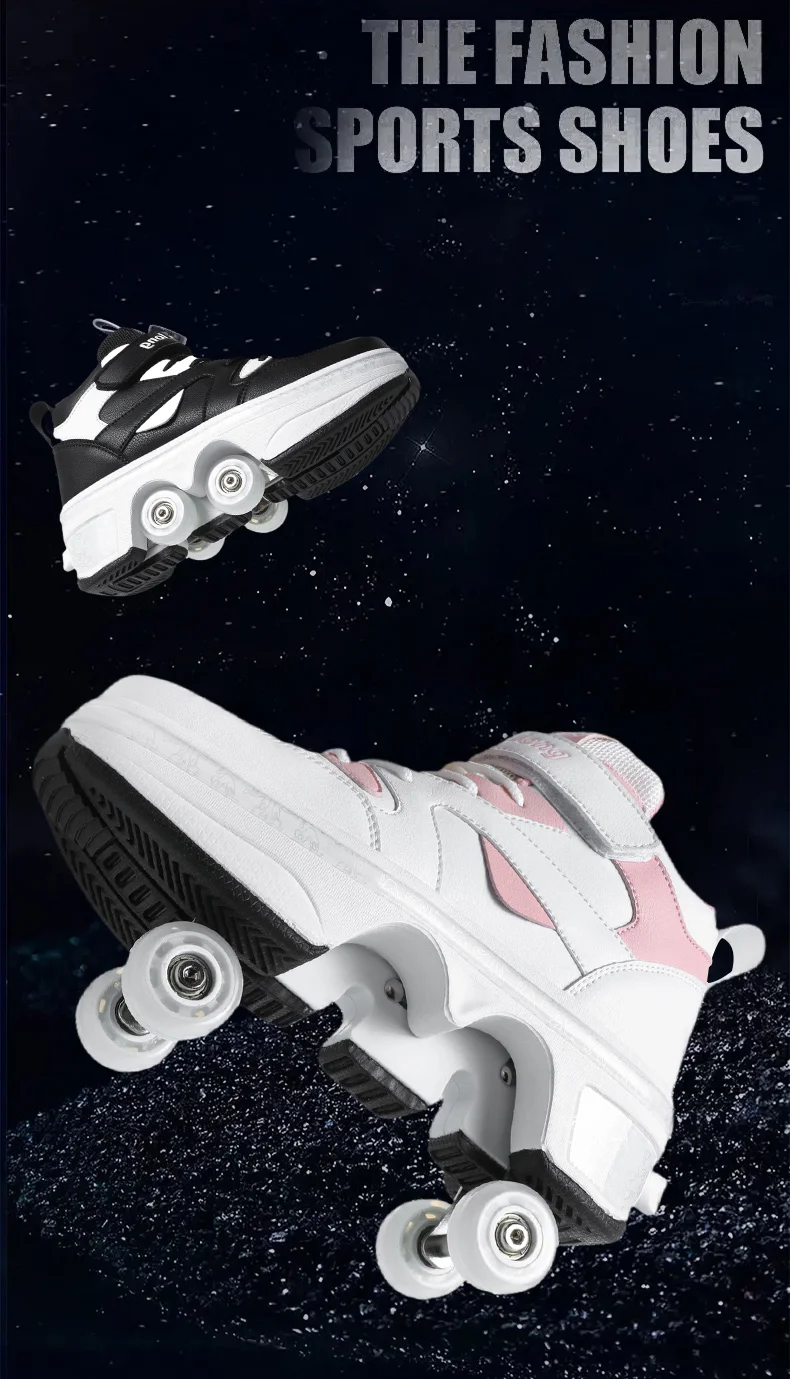 NEW Children's Sports Roller Skates Deformation Shoes 4 Four-wheeled Roller Skates Adult Runaway Shoes Student Deformation Wheel