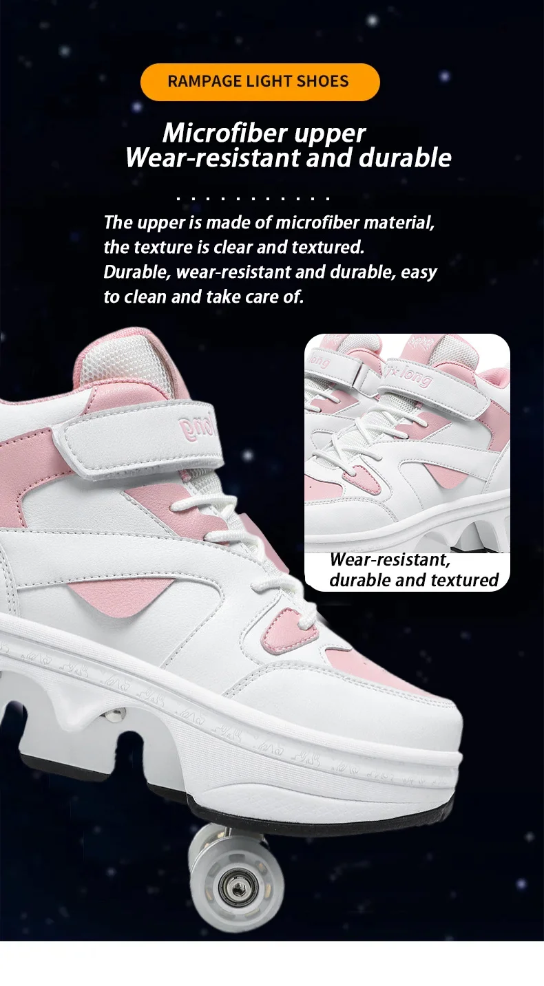 NEW Children's Sports Roller Skates Deformation Shoes 4 Four-wheeled Roller Skates Adult Runaway Shoes Student Deformation Wheel