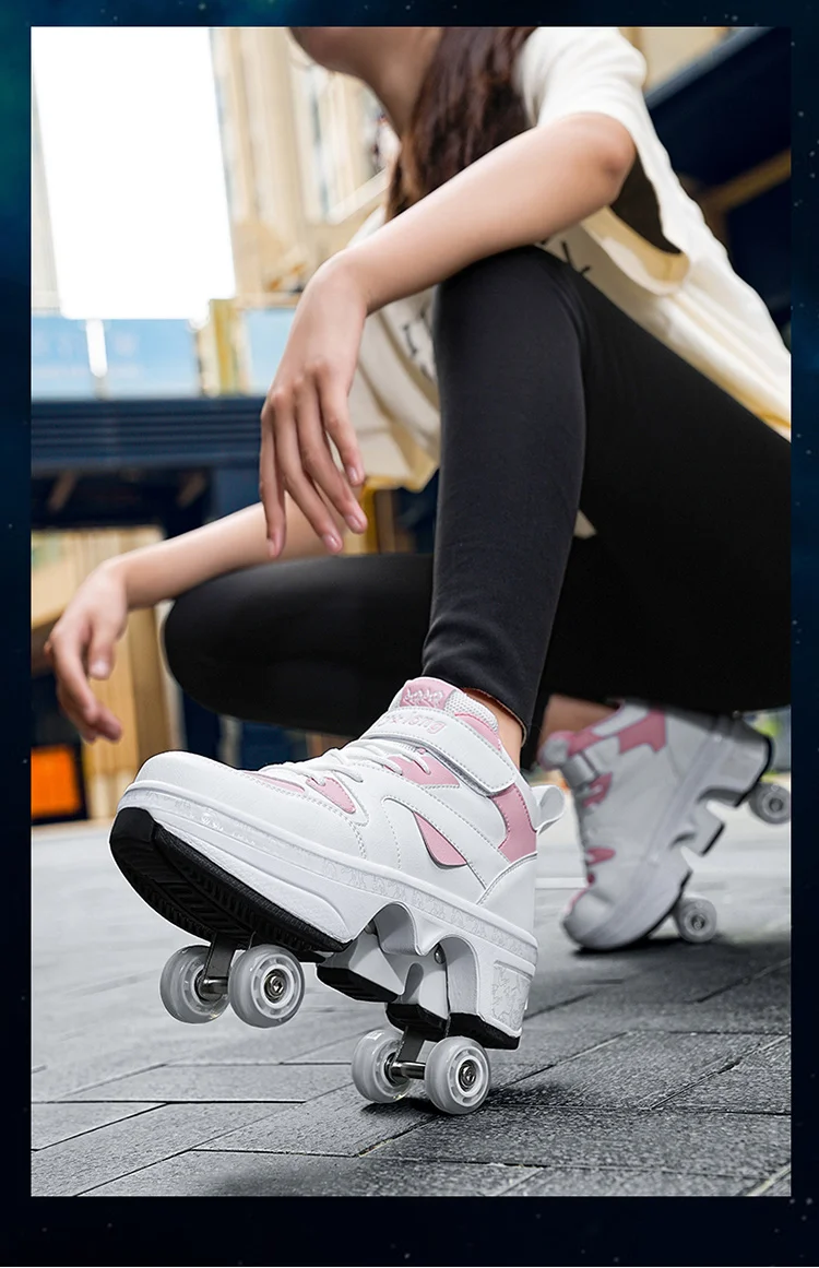 NEW Children's Sports Roller Skates Deformation Shoes 4 Four-wheeled Roller Skates Adult Runaway Shoes Student Deformation Wheel