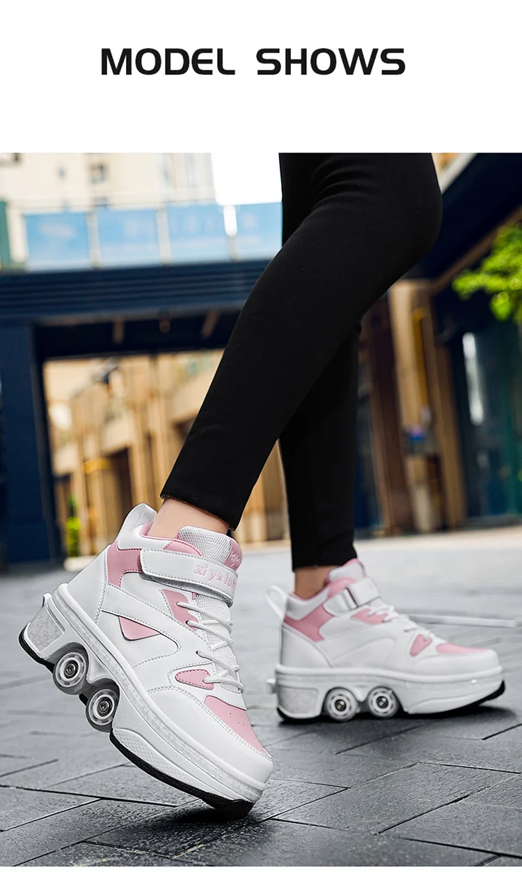 NEW Children's Sports Roller Skates Deformation Shoes 4 Four-wheeled Roller Skates Adult Runaway Shoes Student Deformation Wheel