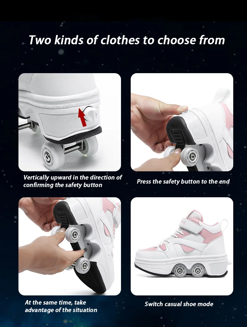 NEW Children's Sports Roller Skates Deformation Shoes 4 Four-wheeled Roller Skates Adult Runaway Shoes Student Deformation Wheel
