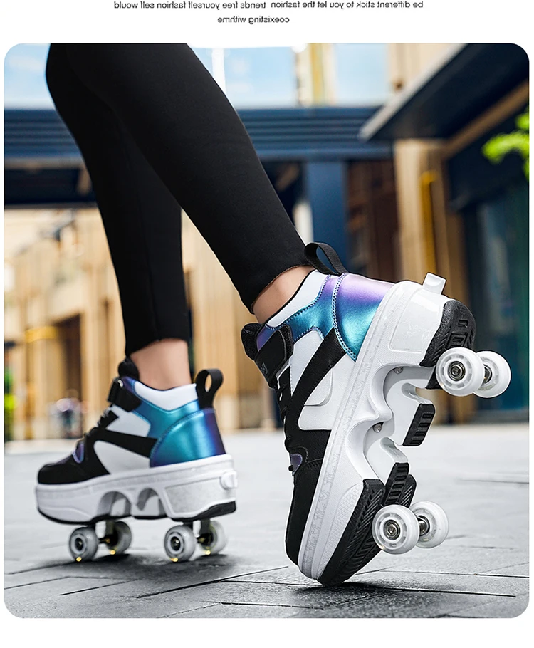NEW Children's Sports Roller Skates Deformation Shoes 4 Four-wheeled Roller Skates Adult Runaway Shoes Student Deformation Wheel