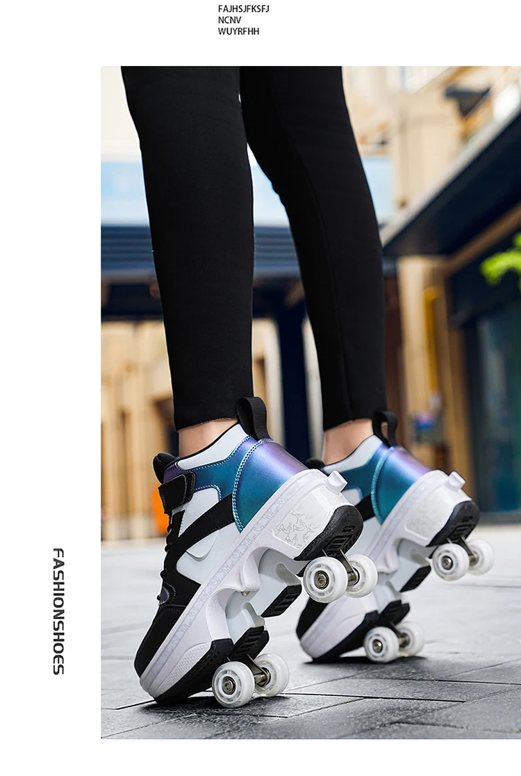 NEW Children's Sports Roller Skates Deformation Shoes 4 Four-wheeled Roller Skates Adult Runaway Shoes Student Deformation Wheel