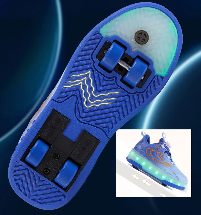 Children Roller Skate Sneakers Kid Sport Gym Footwear Roller Skates 4 Wheels USB Charge Luminous Boys Girls Casual Skateboard