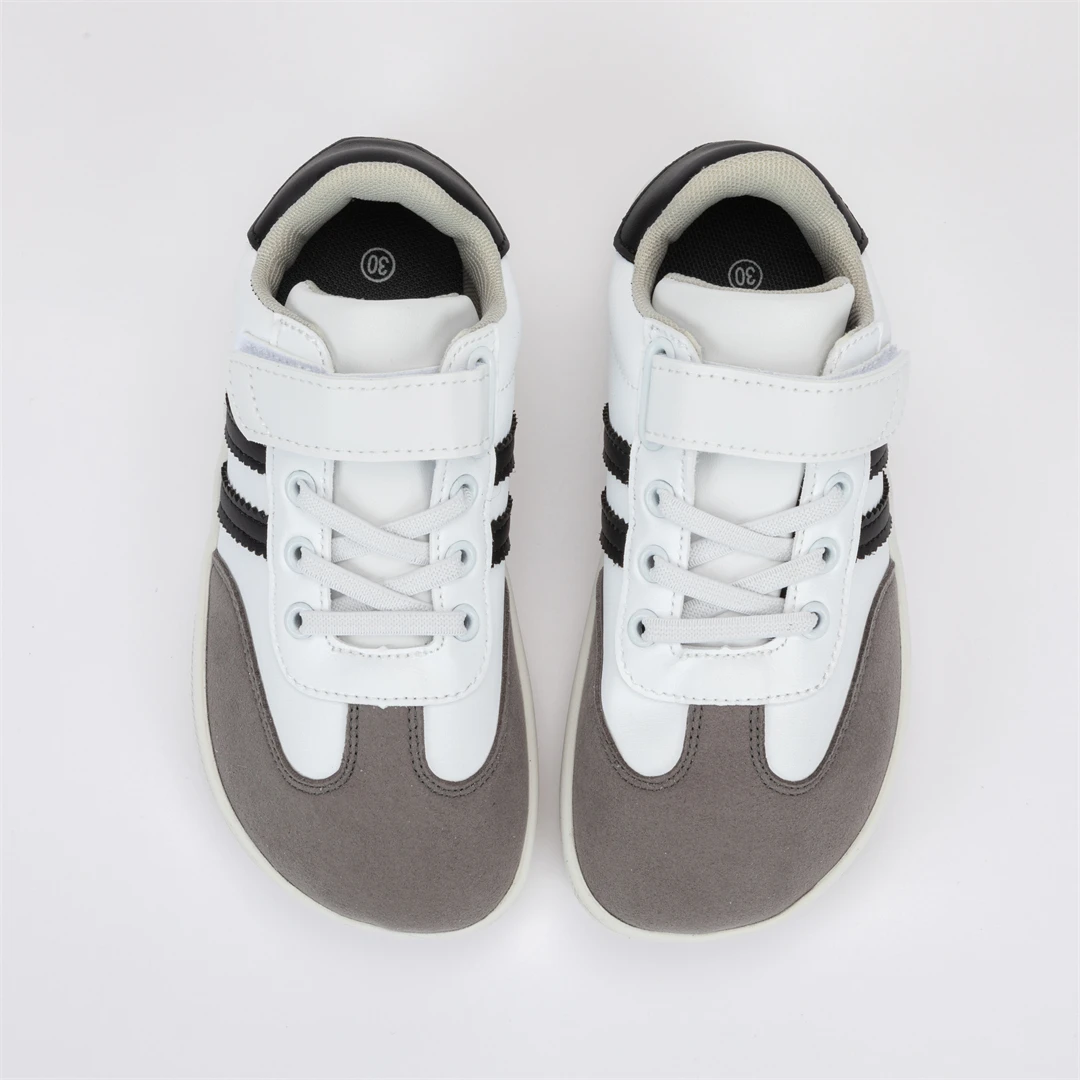 ZZFABER Kids Barefoot Sneakers Soft Fiber Leather Flexible Casual Shoes Breathable Minimalist Footwear for Boys Girls