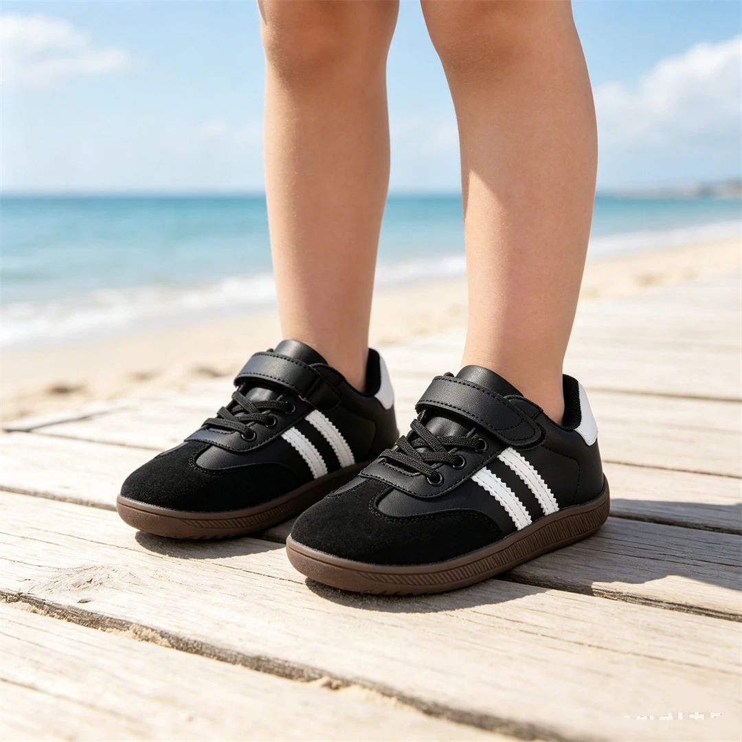 ZZFABER Kids Barefoot Sneakers Soft Fiber Leather Flexible Casual Shoes Breathable Minimalist Footwear for Boys Girls