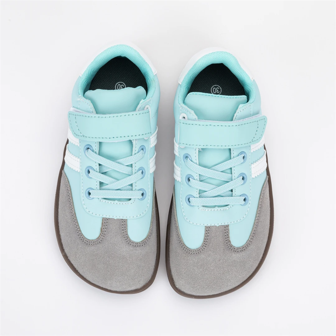 ZZFABER Kids Barefoot Sneakers Soft Fiber Leather Flexible Casual Shoes Breathable Minimalist Footwear for Boys Girls