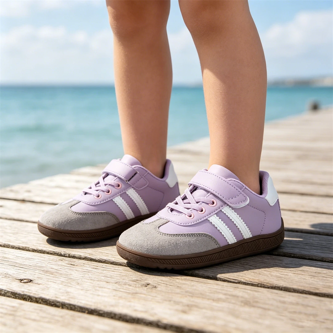 ZZFABER Kids Barefoot Sneakers Soft Fiber Leather Flexible Casual Shoes Breathable Minimalist Footwear for Boys Girls