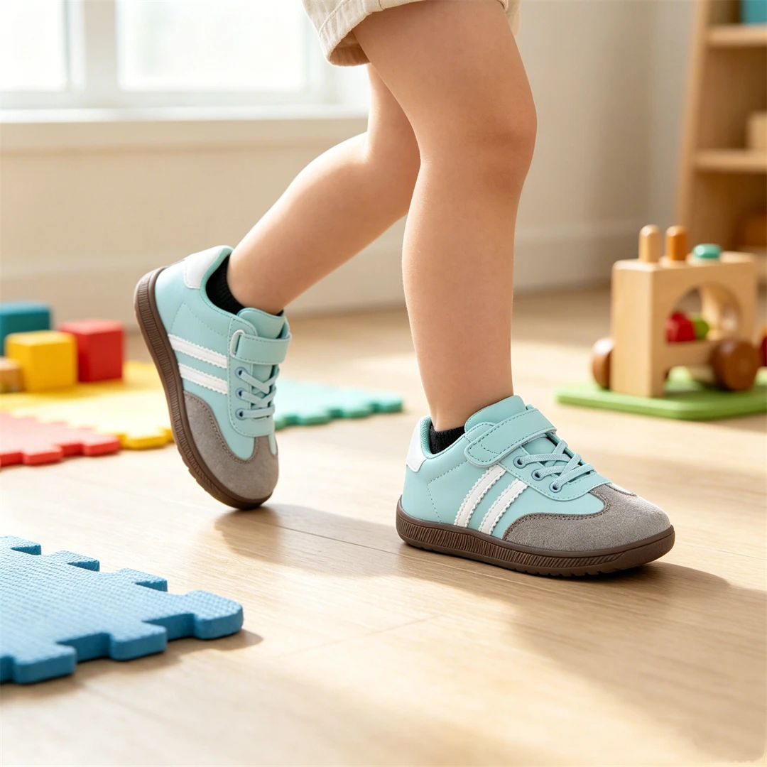 ZZFABER Kids Barefoot Sneakers Soft Fiber Leather Flexible Casual Shoes Breathable Minimalist Footwear for Boys Girls