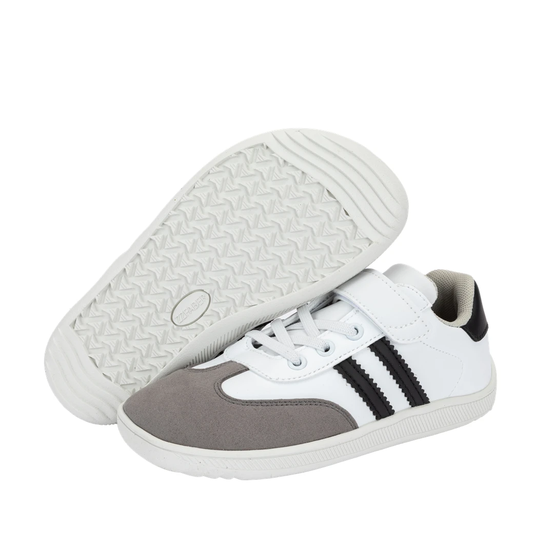 ZZFABER Kids Barefoot Sneakers Soft Fiber Leather Flexible Casual Shoes Breathable Minimalist Footwear for Boys Girls