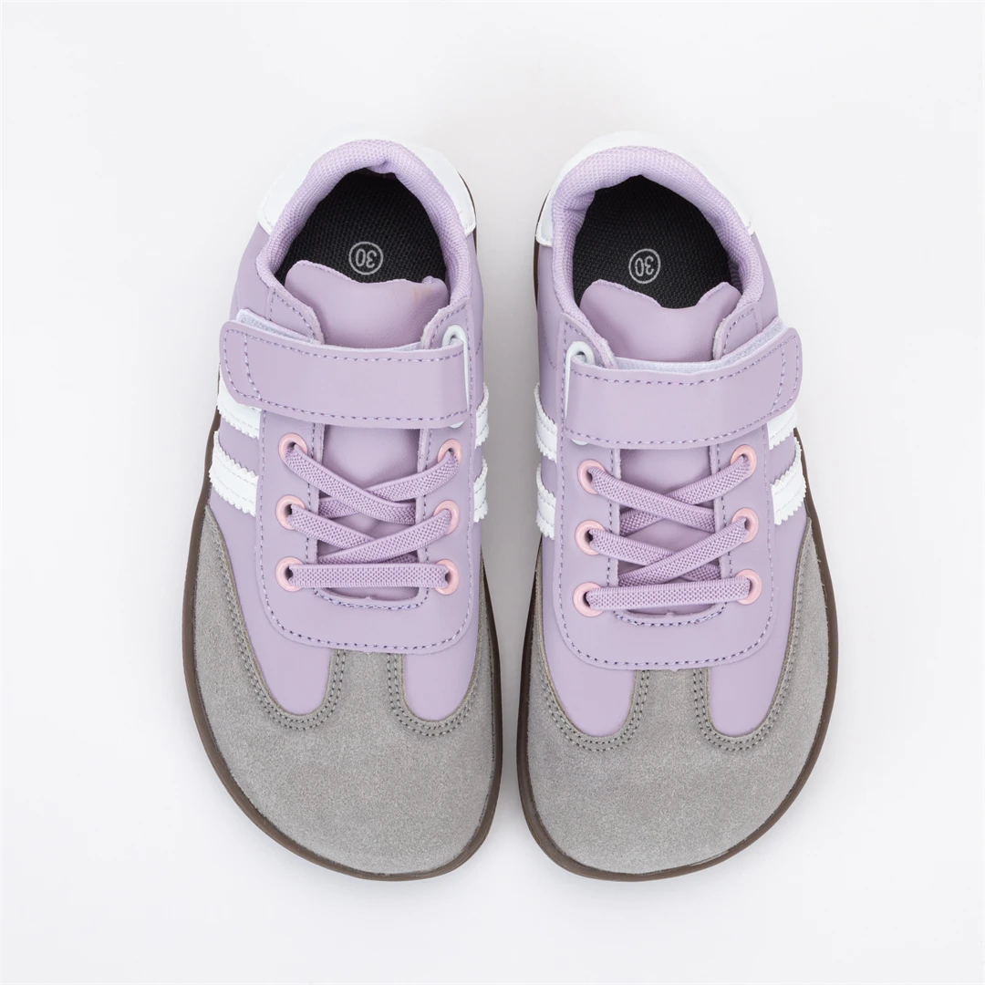 ZZFABER Kids Barefoot Sneakers Soft Fiber Leather Flexible Casual Shoes Breathable Minimalist Footwear for Boys Girls