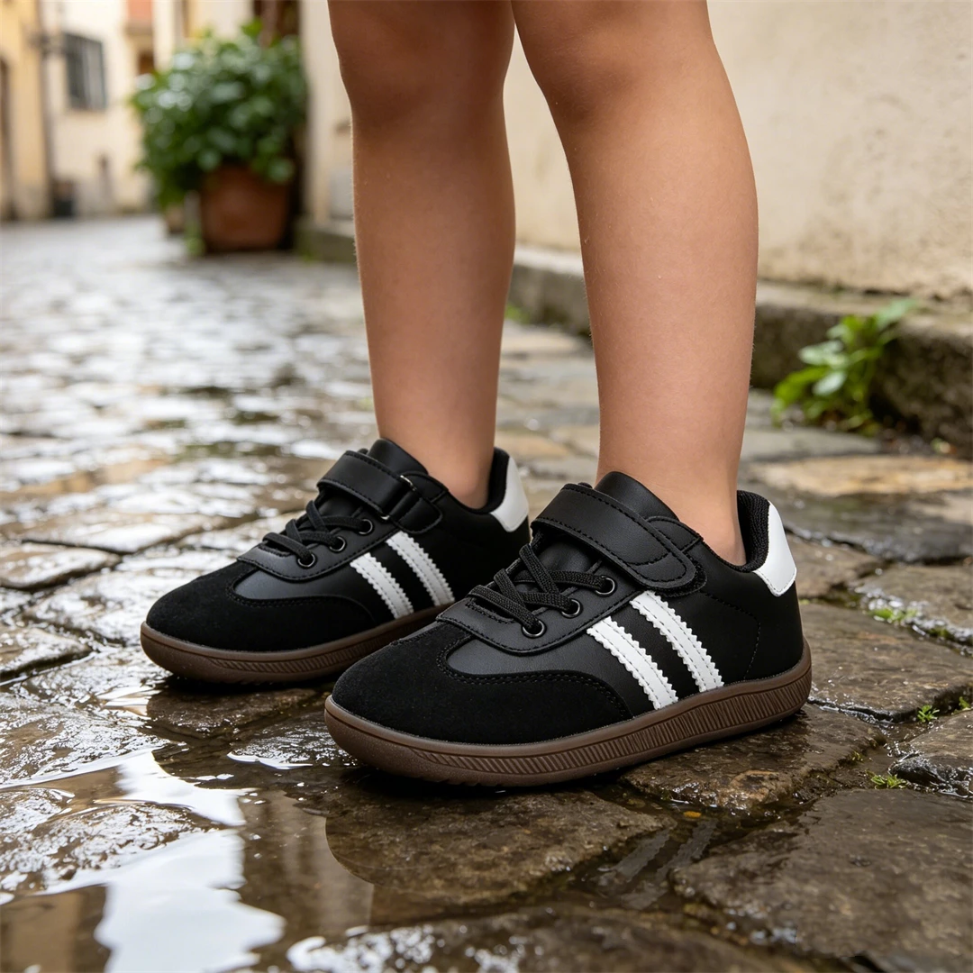 ZZFABER Kids Barefoot Sneakers Soft Fiber Leather Flexible Casual Shoes Breathable Minimalist Footwear for Boys Girls
