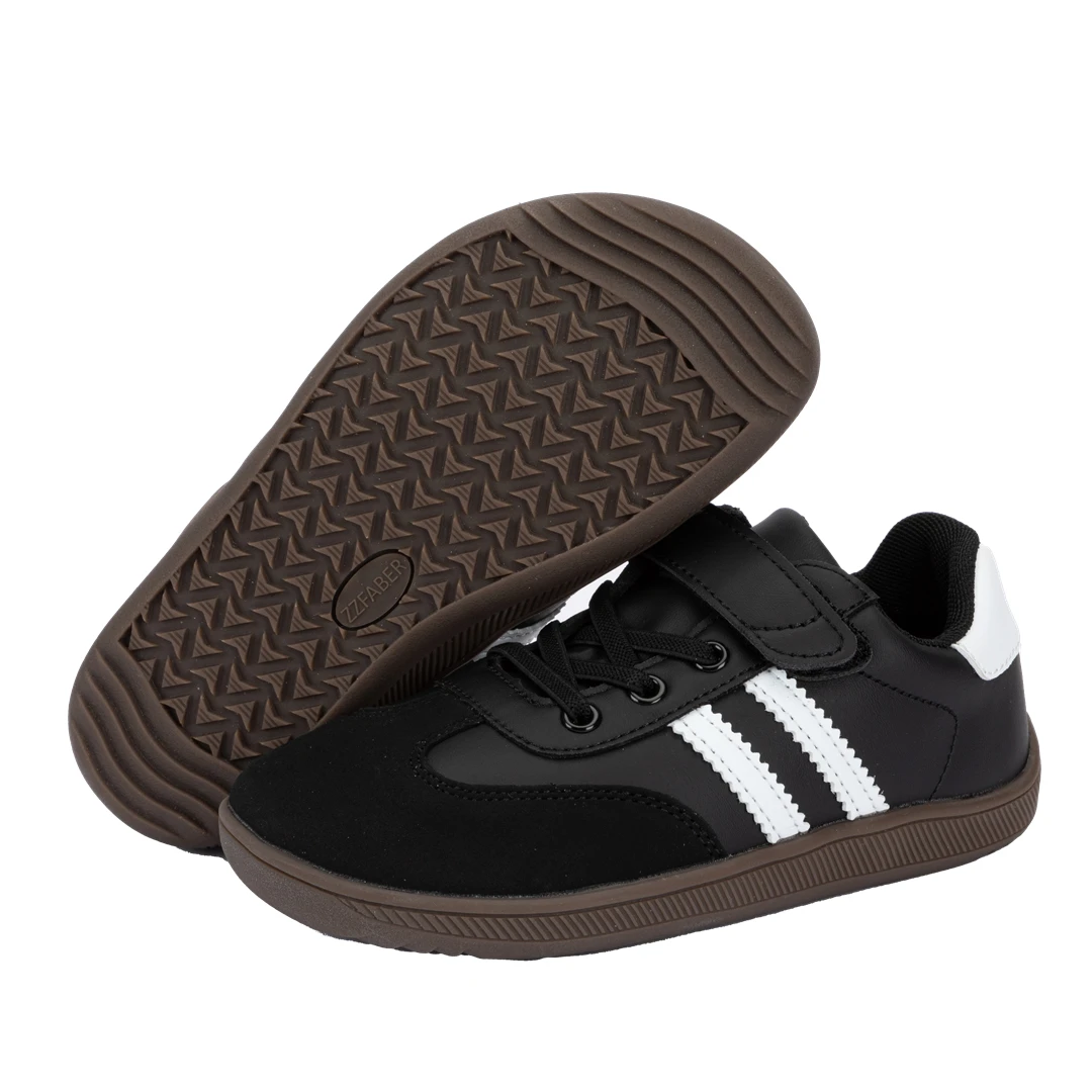 ZZFABER Kids Barefoot Sneakers Soft Fiber Leather Flexible Casual Shoes Breathable Minimalist Footwear for Boys Girls