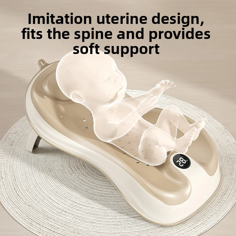 Newborn Bathtub With Sensing Foldable Baby Bath Support Temperature Non-Slip Infrant Shower Bed With Support Bracket