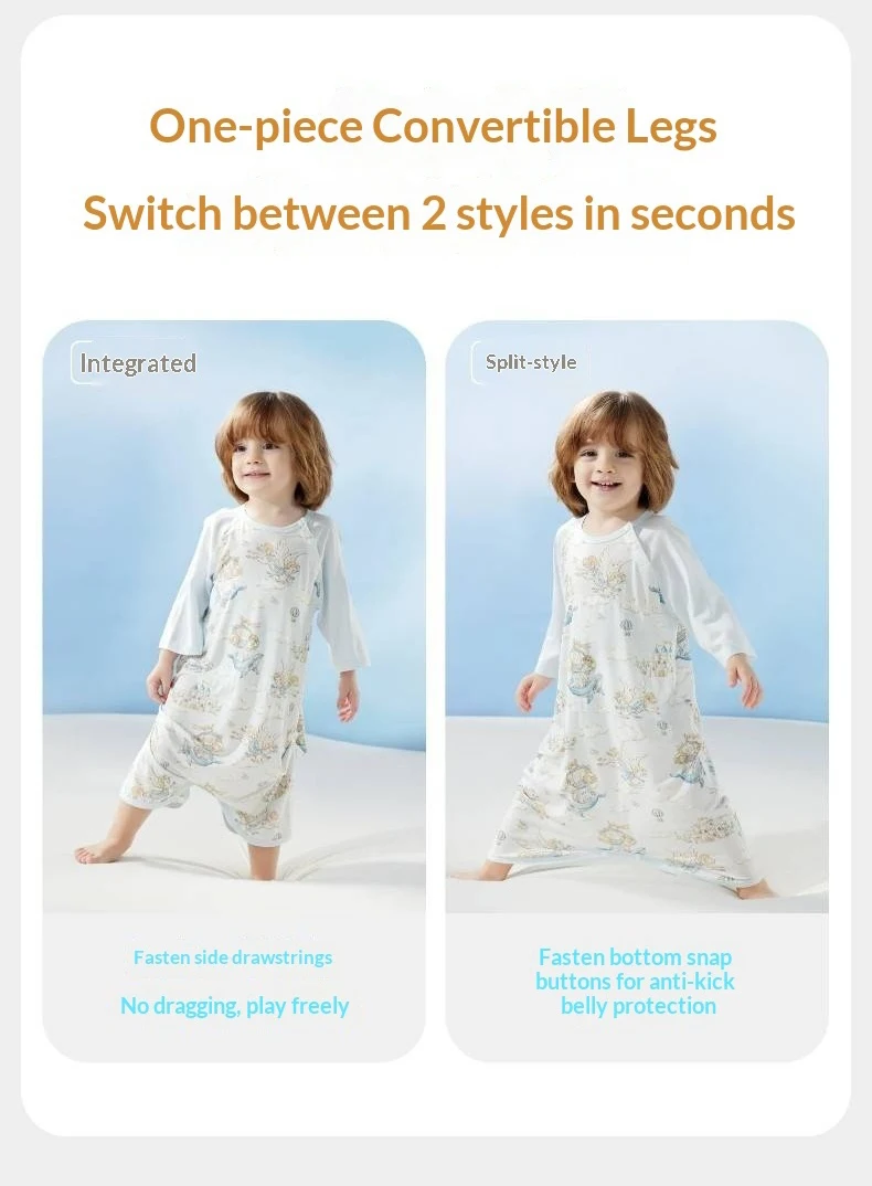 AIBEDILA Class A Modal Baby Sleep Sack Summer Thin Newborn Nightgown All Season Toddler Anti-Kick Sleeping Jumpsuit