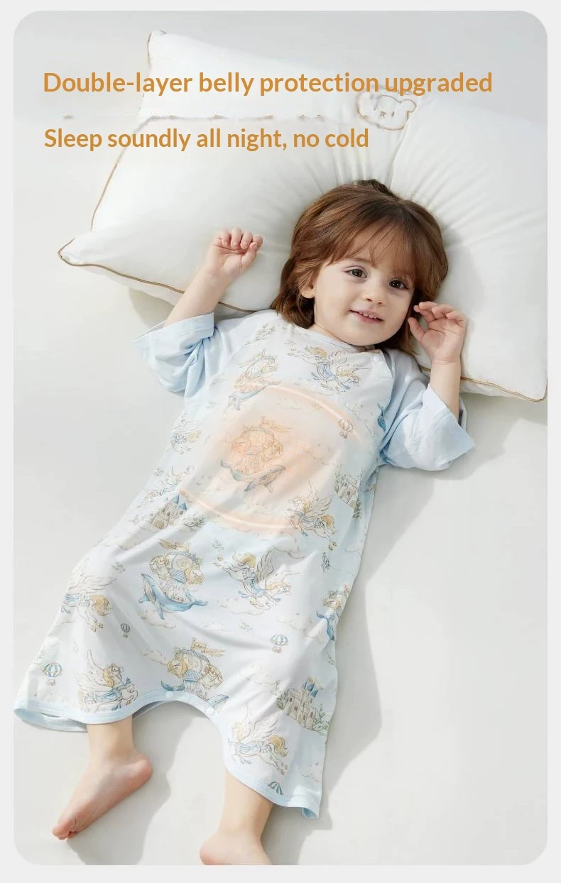 AIBEDILA Class A Modal Baby Sleep Sack Summer Thin Newborn Nightgown All Season Toddler Anti-Kick Sleeping Jumpsuit