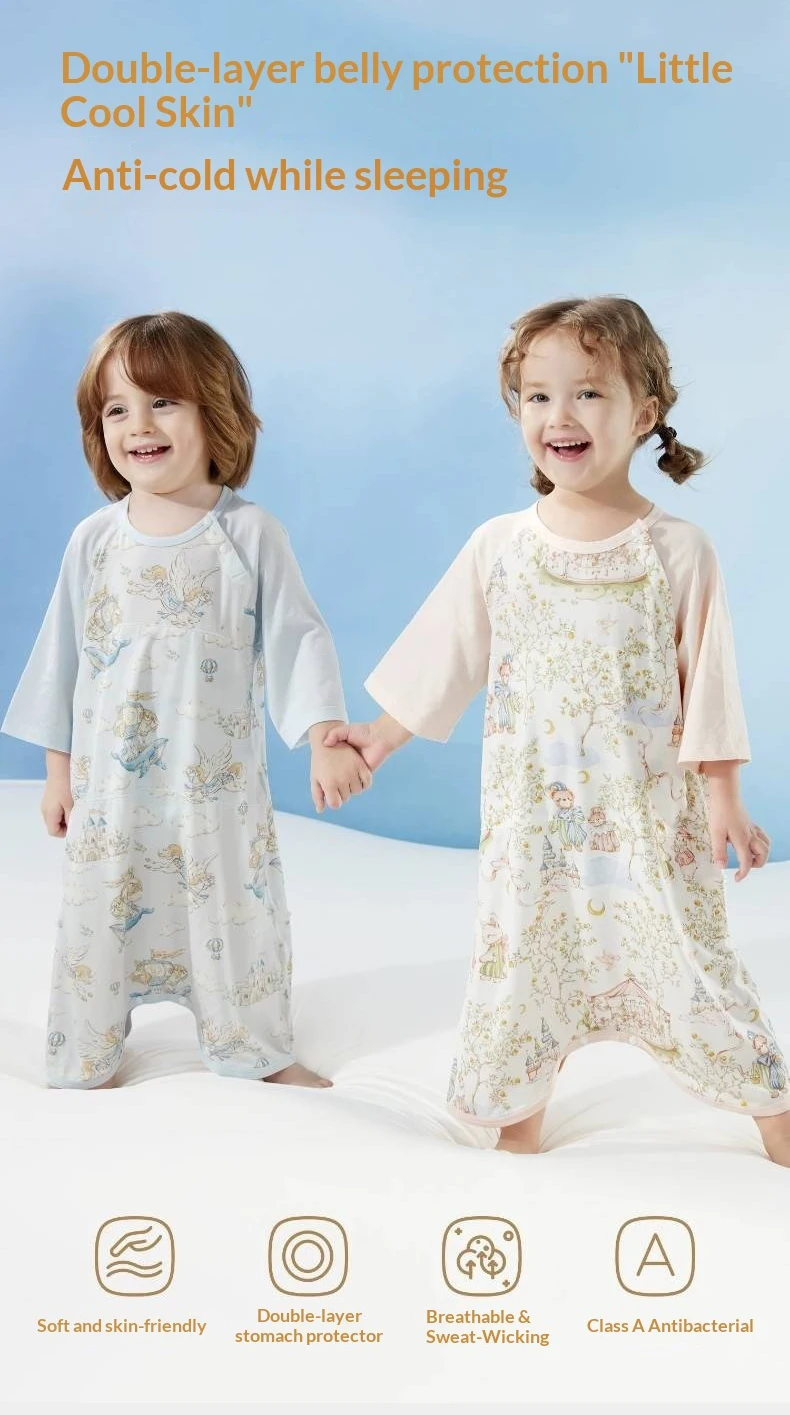 AIBEDILA Class A Modal Baby Sleep Sack Summer Thin Newborn Nightgown All Season Toddler Anti-Kick Sleeping Jumpsuit