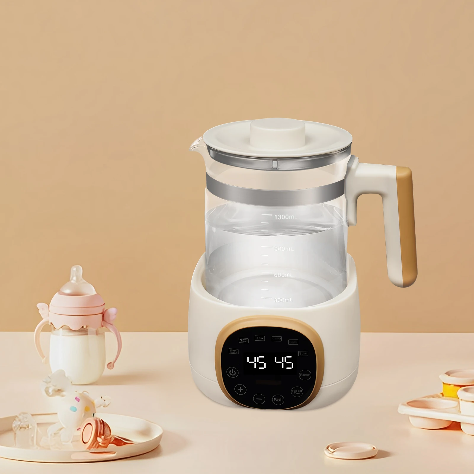 1.3L Baby Bottle Warmer, 600W Multifunctional Water Thermostat Kettle, 72h Constant Temp Infant Milk Temperature Regulator, , Kid Formula Heating Container, Household Baby Feeding Water Heater