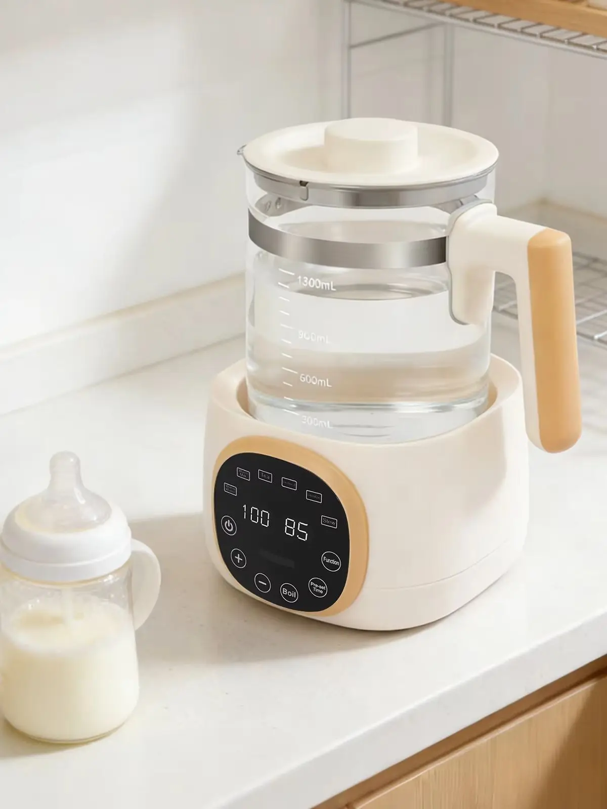 1.3L Baby Bottle Warmer, 600W Multifunctional Water Thermostat Kettle, 72h Constant Temp Infant Milk Temperature Regulator, , Kid Formula Heating Container, Household Baby Feeding Water Heater