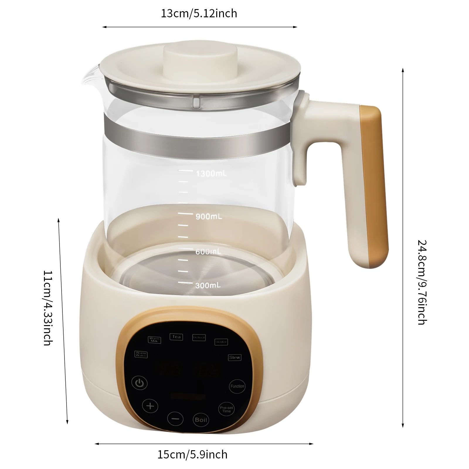 1.3L Baby Bottle Warmer, 600W Multifunctional Water Thermostat Kettle, 72h Constant Temp Infant Milk Temperature Regulator, , Kid Formula Heating Container, Household Baby Feeding Water Heater