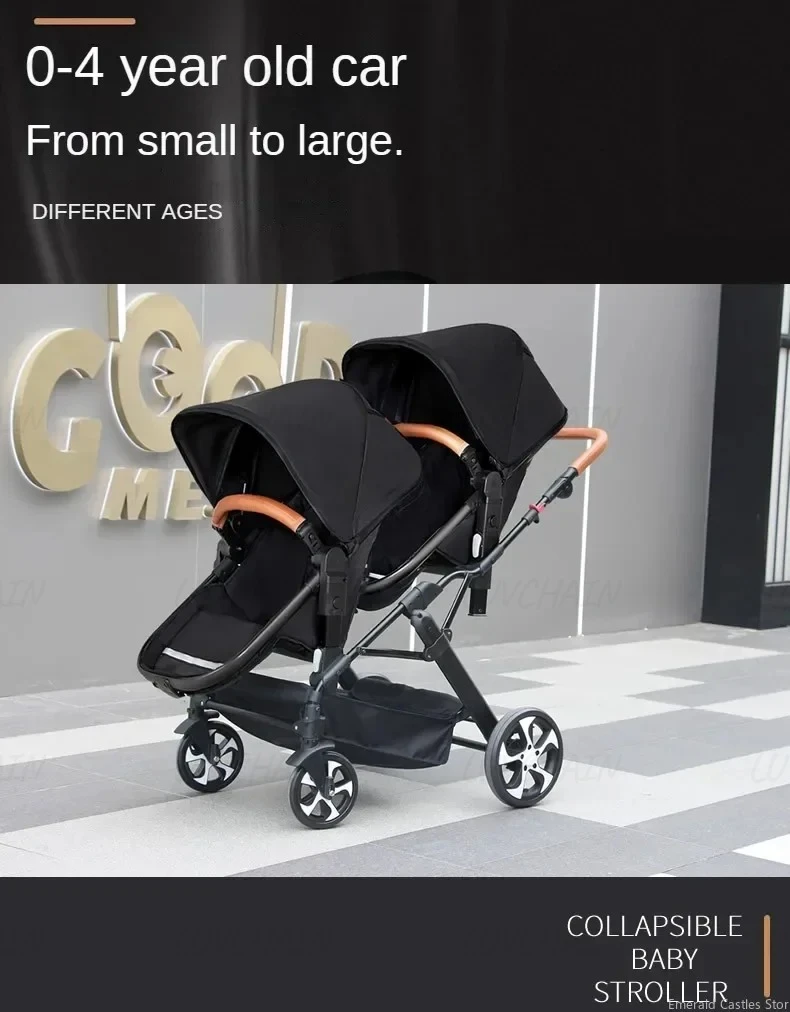 Portable Foldable Twin Stroller,double Seat Stroller with Car Seat, Luxury Baby Stroller,Comes with Accessories Such As Rain Cover and Mosquito Net
