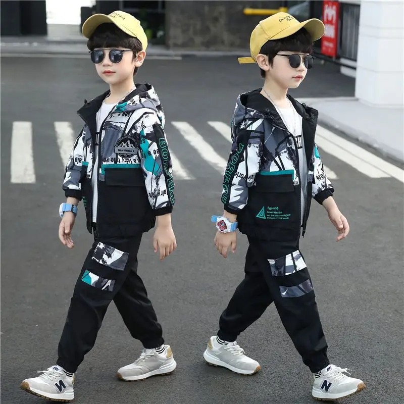 Spring Autumn Baby Boys 2Pcs Sports Tracksuit Set with Zipper Jacket And Pants Toddler Casual Costume Children's Clothing