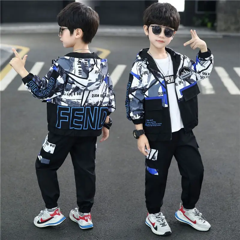 Spring Autumn Baby Boys 2Pcs Sports Tracksuit Set with Zipper Jacket And Pants Toddler Casual Costume Children's Clothing