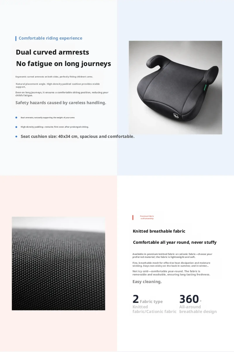 Backless Booster Car Seat, Ergonomic Comfort Kids Booster Seat with Secure Belt Position Guide for Travel & Daily Rides