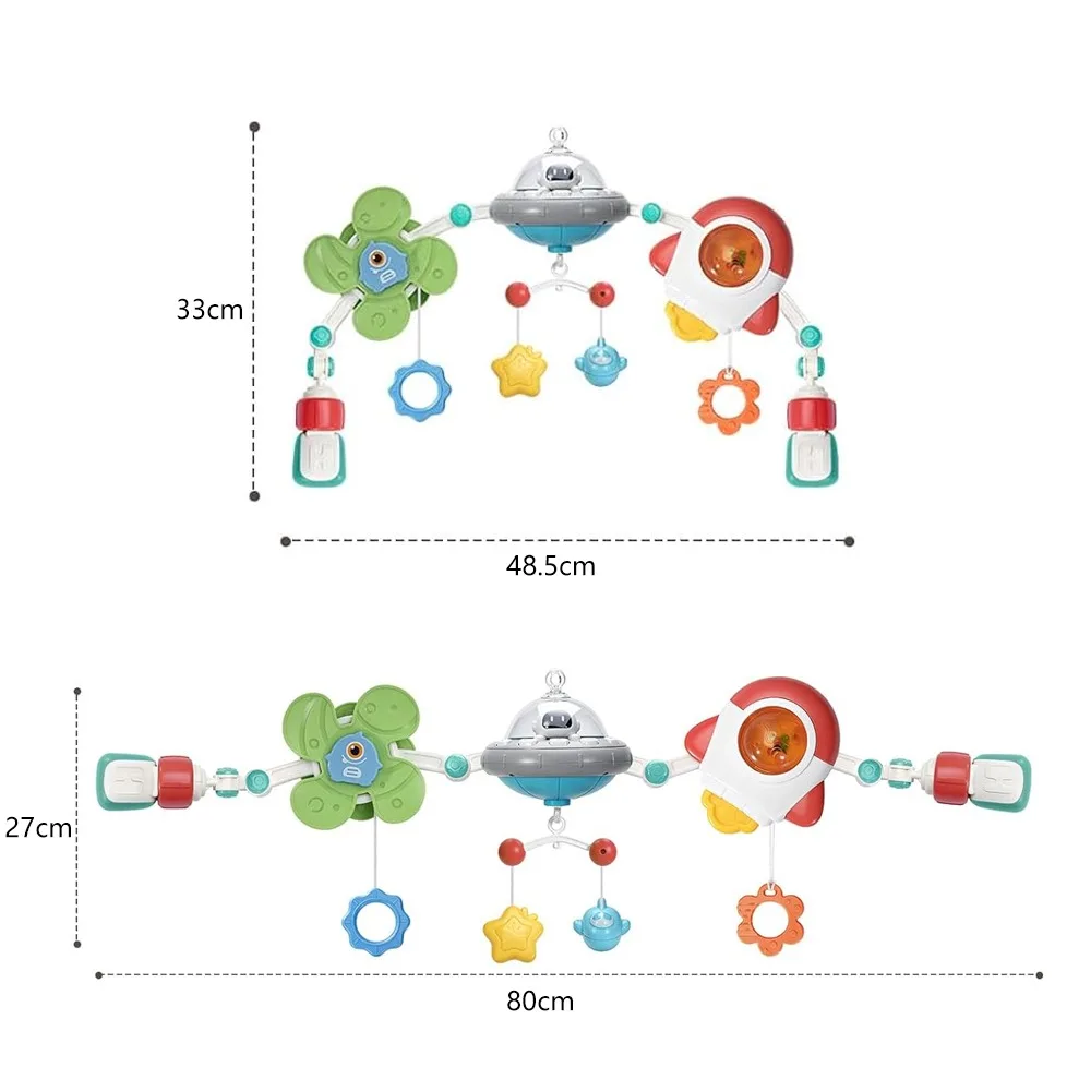 Baby Stroller Accessories and Replacement Parts, Space Mobile Cradle Set, Rotating Star Baby Bed Airplane, Rocket Rattle Teething Toy, Baby Stroller Toys
